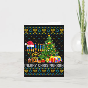 Merry Chrismukkah Happy Hanukkah Ugly Sweater Fami Card