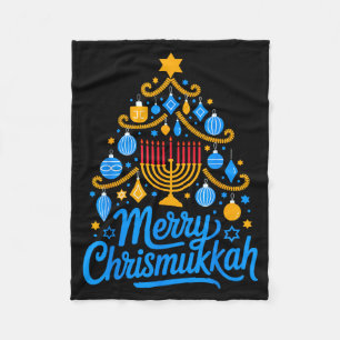 Merry Chrismukkah Holiday Hanukkah Family Matching Fleece Blanket