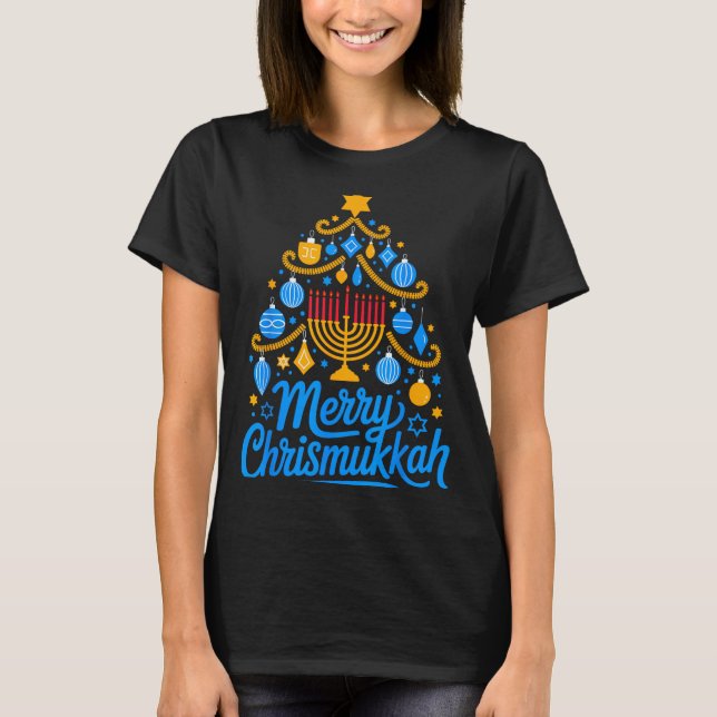 Merry Chrismukkah Holiday Hanukkah Family Matching T-Shirt (Front)