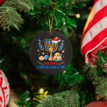 Merry Chrismukkah Holiday Hanukkah Pajama Family Ceramic Ornament<br><div class="desc">This Happy Christmukkah outfit is the perfect Hanukkah present for jew men,  women,  kids. Perfect ugly Jewish Christmas Tee to wear next to your Chanukah Ornament,  Decorations,  Socks,  Candles and Menorah during Winter Holidays!</div>