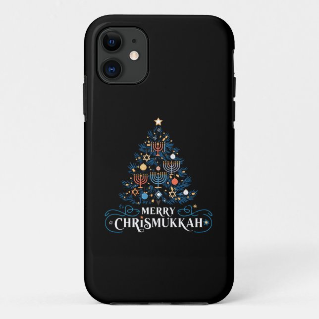 Merry Chrismukkah Jewish Holiday Hanukkah Case-Mate iPhone Case (Back)