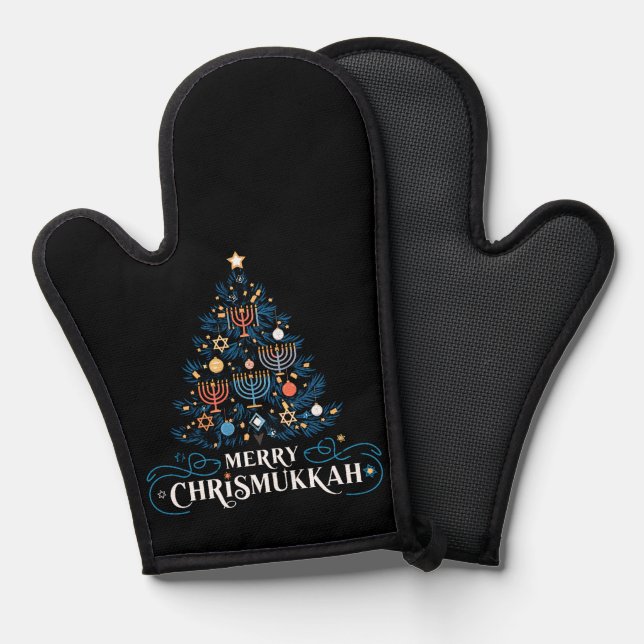 Merry Chrismukkah Jewish Holiday Hanukkah Oven Mitt (Front/Back)
