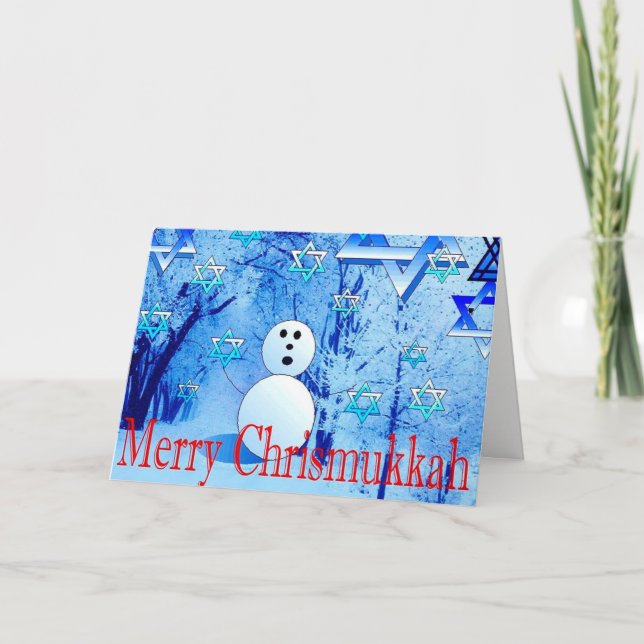 Merry Chrismukkah Judao-Christian Greeting Card (Front)