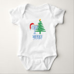 Merry Chrismukkah Menorah and Santa Baby Bodysuit<br><div class="desc">Modern Merry Chrismukkah design with a Star of David on a Christmas Tree and a Santa Hat on a Menorah.</div>