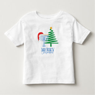 Merry Chrismukkah Menorah and Santa Toddler Shirt