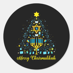 Merry Chrismukkah Menorah Christmas Tree Chanukah Classic Round Sticker