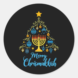 Merry Chrismukkah Menorah Christmas Tree Chanukah Classic Round Sticker