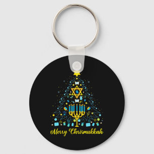 Merry Chrismukkah Menorah Christmas Tree Chanukah  Key Ring