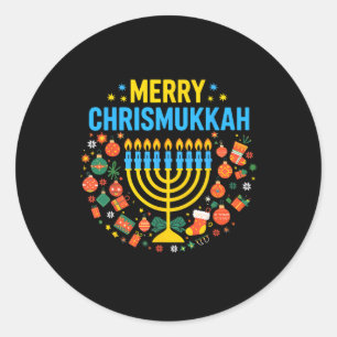 Merry Chrismukkah Merry Christmas Happy Chanukah J Classic Round Sticker