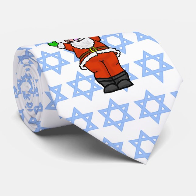 Merry Chrismukkah Necktie with Santa (Rolled)