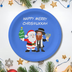 Merry Chrismukkah Santa Meets the Rabbi Party  Paper Plate
