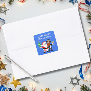 Merry Chrismukkah Santa Meets the Rabbi Party  Square Sticker