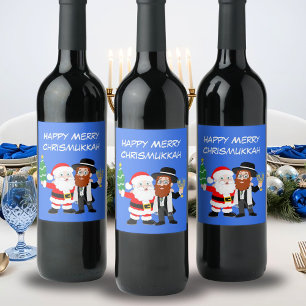 Merry Chrismukkah Santa Meets the Rabbi Party  Wine Label