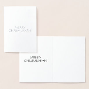 Merry Chrismukkah simple elegant minimalist Foil Card