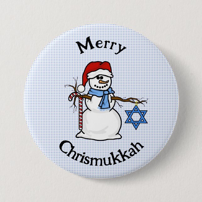 Merry Chrismukkah Snowman Button (Front)