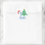 Merry Chrismukkah Sticker<br><div class="desc">Modern Merry Chrismukkah design with a Star of David on a Christmas Tree and a Santa Hat on a Menorah.</div>