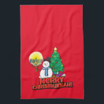 Merry Chrismukkah with Snowman and Menorah Tea Towel<br><div class="desc">Add these fun interfaith (Hanukkah and Christmas) hand towels to your Chrismukkah decorating this year. If you celebrate the holidays together, these are a nice touch. This is our design and you won't find it anywhere other than in our stores. Chrismukkah is celebrated by people usually in families with both...</div>