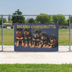 Merry Chrismutts Christmas Holiday Puppies Festive Banner