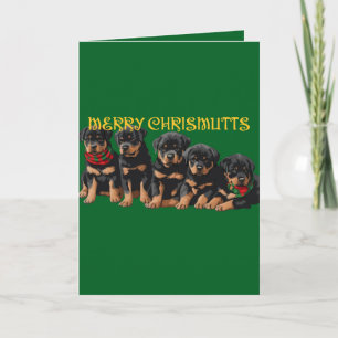 Merry Chrismutts Christmas Holiday Puppies Festive Card