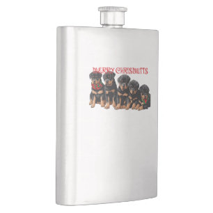 Merry Chrismutts Christmas Holiday Puppies Festive Hip Flask