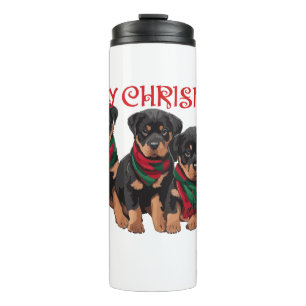 Merry Chrismutts Christmas Holiday Puppies Festive Thermal Tumbler