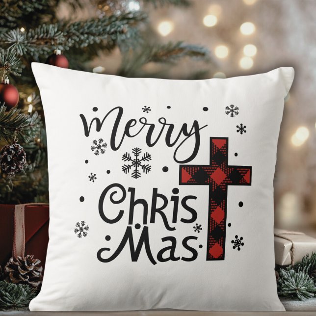 Merry Christ Mas Christain Religious Christmas Cushion (Merry Christ Mas Christian Religious Christmas Throw Pillow)