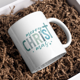 Merry Christ mas Christian Boho Blue Custom Year Coffee Mug