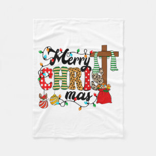 Merry Christ Mas Christian Christmas Jesus Christm Fleece Blanket