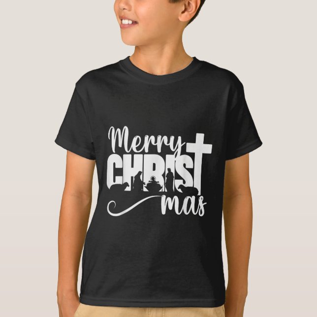 Merry Christ Mas Christian Christmas Jesus Christm T-Shirt (Front)