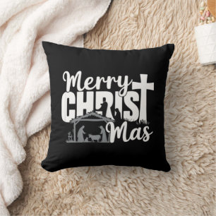 Merry Christ Mas Christian Christmas Jesus Family  Cushion