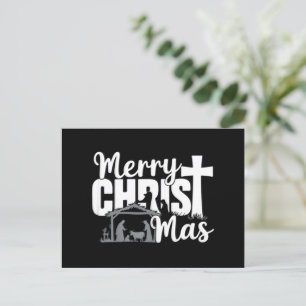 Merry Christ Mas Christian Christmas Jesus Family  Holiday Postcard