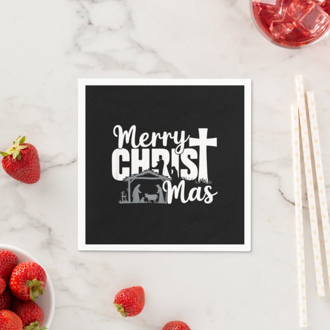 Merry Christ Mas Christian Christmas Jesus Family  Napkin (Insitu)