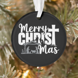 Merry Christ Mas Christian Christmas Jesus Family  Ornament