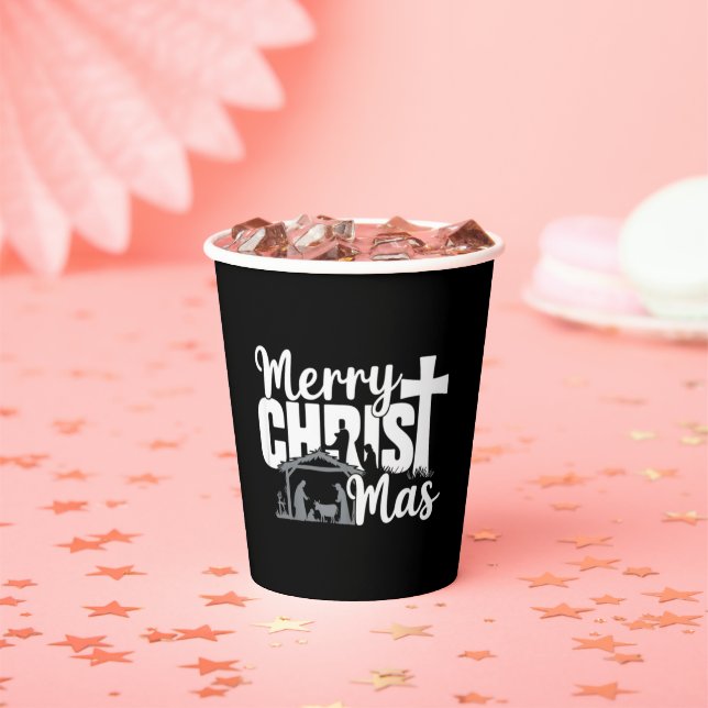 Merry Christ Mas Christian Christmas Jesus Family  Paper Cups (Insitu)