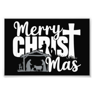 Merry Christ Mas Christian Christmas Jesus Family  Photo Print