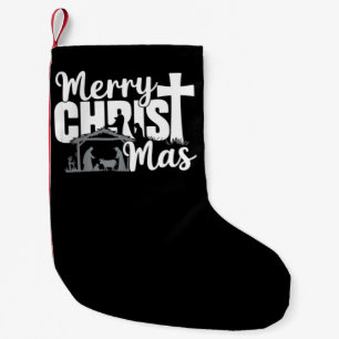Merry Christ Mas Christian Christmas Jesus Family  Small Christmas Stocking