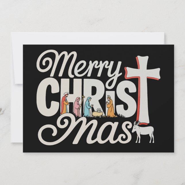 Merry Christ Mas Christian Christmas Jesus Xmas Holiday Card (Front)