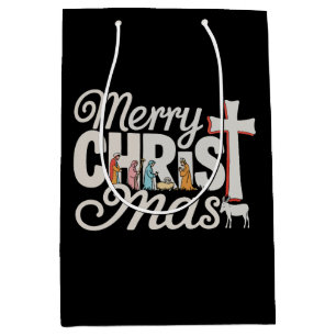 Merry Christ Mas Christian Christmas Jesus Xmas Medium Gift Bag