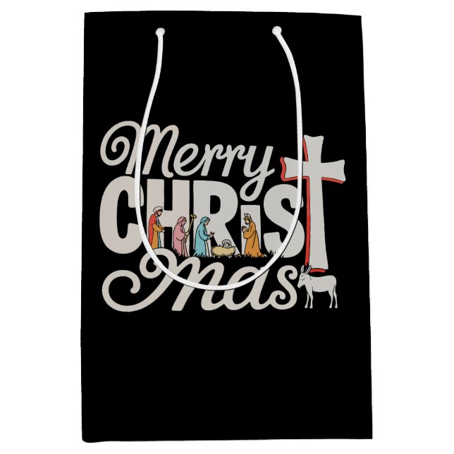 Merry Christ Mas Christian Christmas Jesus Xmas Medium Gift Bag (Front)