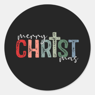 Merry Christ Mas Christian God Matching Christmas Classic Round Sticker