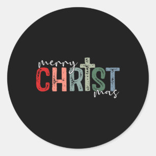 Merry Christ Mas Christian God Matching Christmas Classic Round Sticker