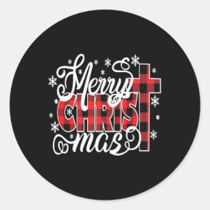 Merry Christ Mas Christian Jesus Christmas Pjs Xma Classic Round Sticker