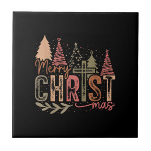 Merry Christ Mas Christmas Christian Faith Jesus C Ceramic Tile