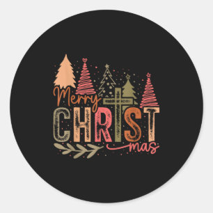 Merry Christ Mas Christmas Christian Faith Jesus C Classic Round Sticker