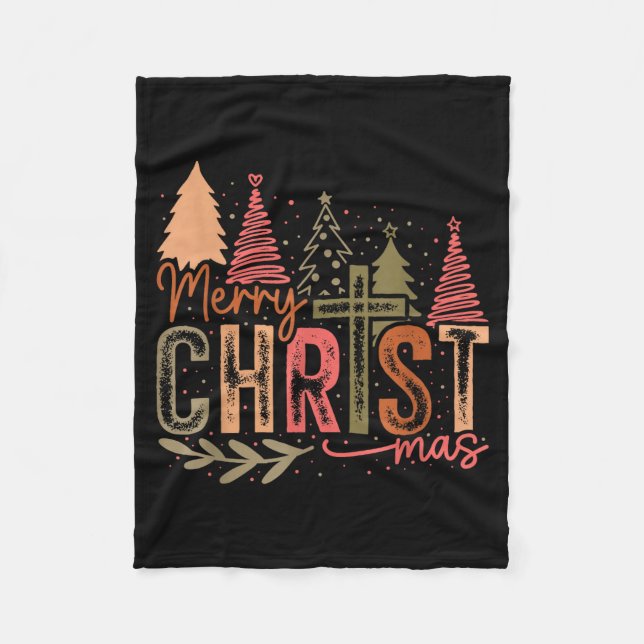Merry Christ Mas Christmas Christian Faith Jesus C Fleece Blanket (Front)