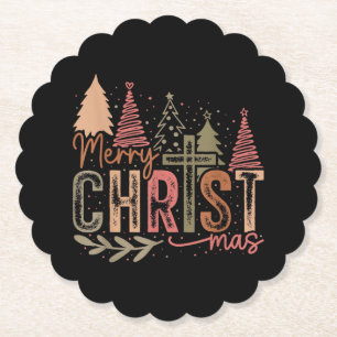 Merry Christ Mas Christmas Christian Faith Jesus C Paper Coaster