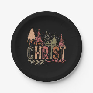 Merry Christ Mas Christmas Christian Faith Jesus C Paper Plate