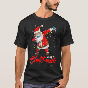 Merry Christ Mask Christmas Lights Dabbing Santa T-Shirt
