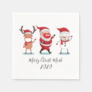 Merry Christ Mask Quarantine 2020 Santa Reindeer Napkin
