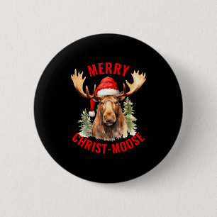 Merry Christ Moose Funny Christmas Moose 6 Cm Round Badge